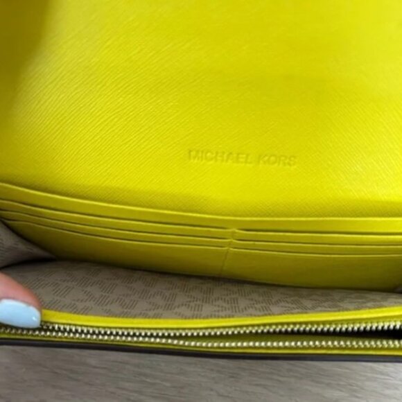 EUC Michael Kors Tan with Yellow Accents Clutch - Picture 7 of 10